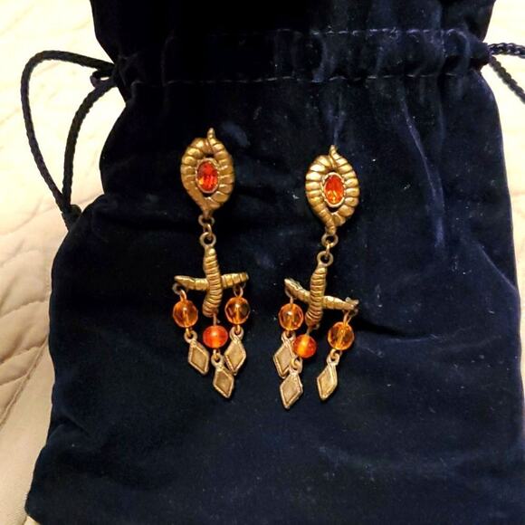 Bronze-tone drop earrings topaz stones - Picture 1 of 2